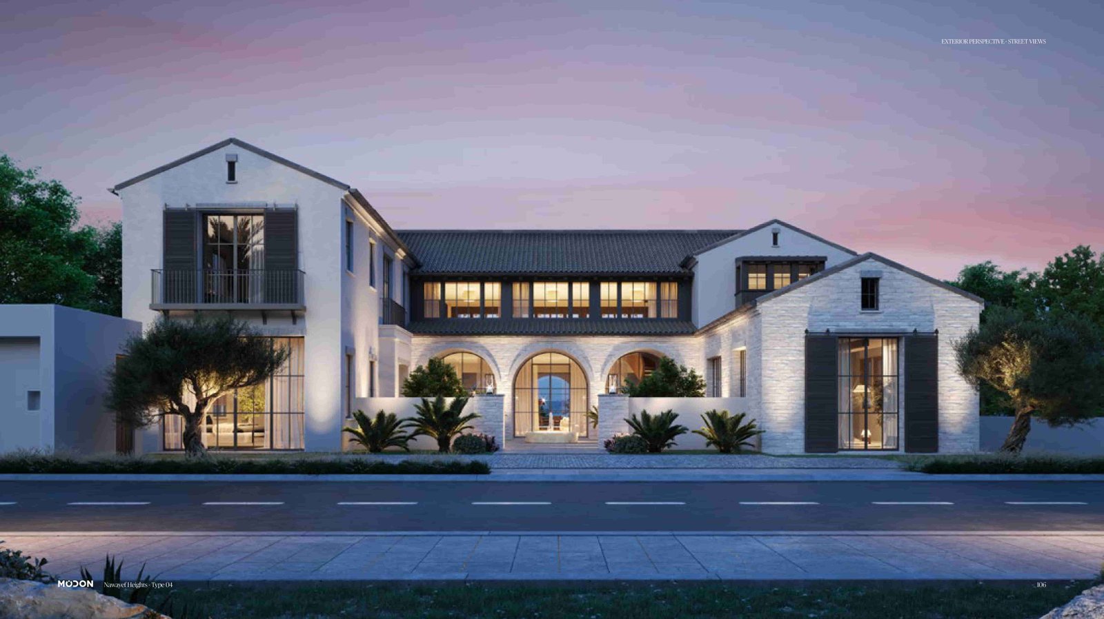 Contemporary mansion at Nawayef West Hill Hudayriyat Island Abu Dhabi with panoramic sea views and elegant façade
