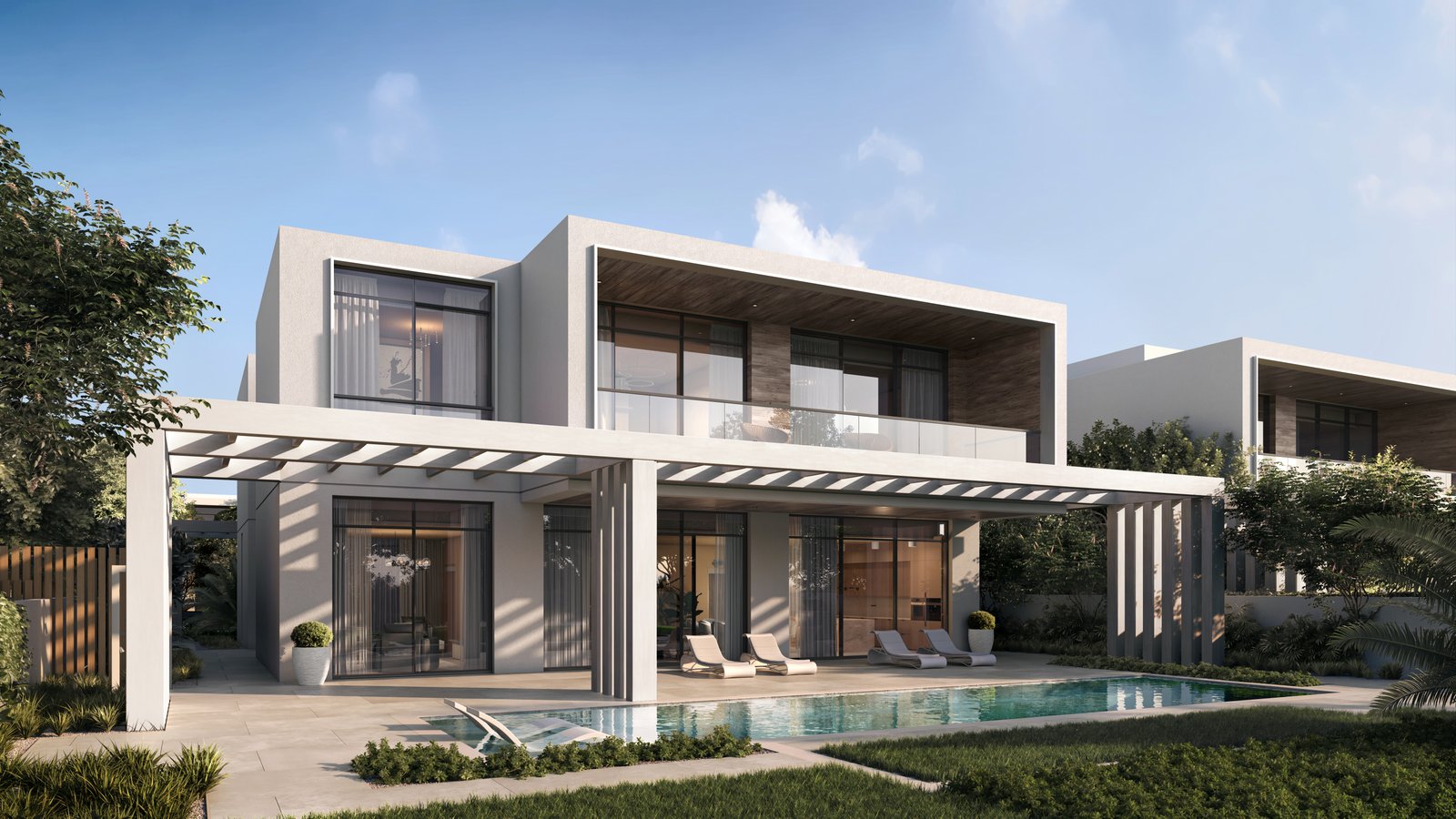 Premium exterior view of Bashayer Villas on Hudayriyat Island highlighting luxury 4 and 5-bedroom waterfront residences in Abu Dhabi
