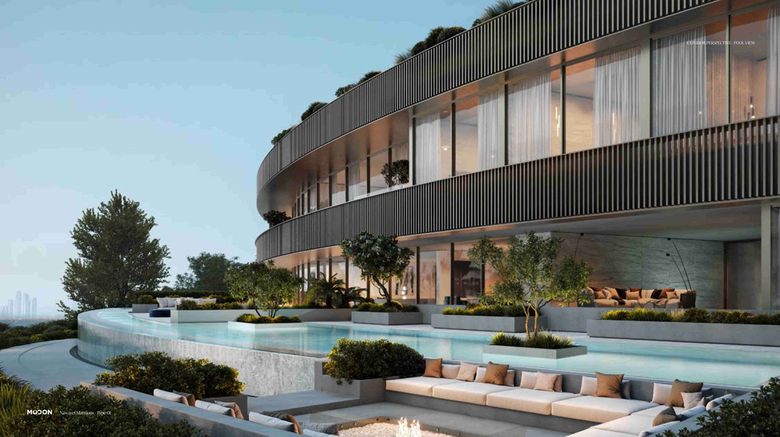 Modern hillside villa at Nawayef West Hill Hudayriyat Island Abu Dhabi with elevated design and scenic surroundings