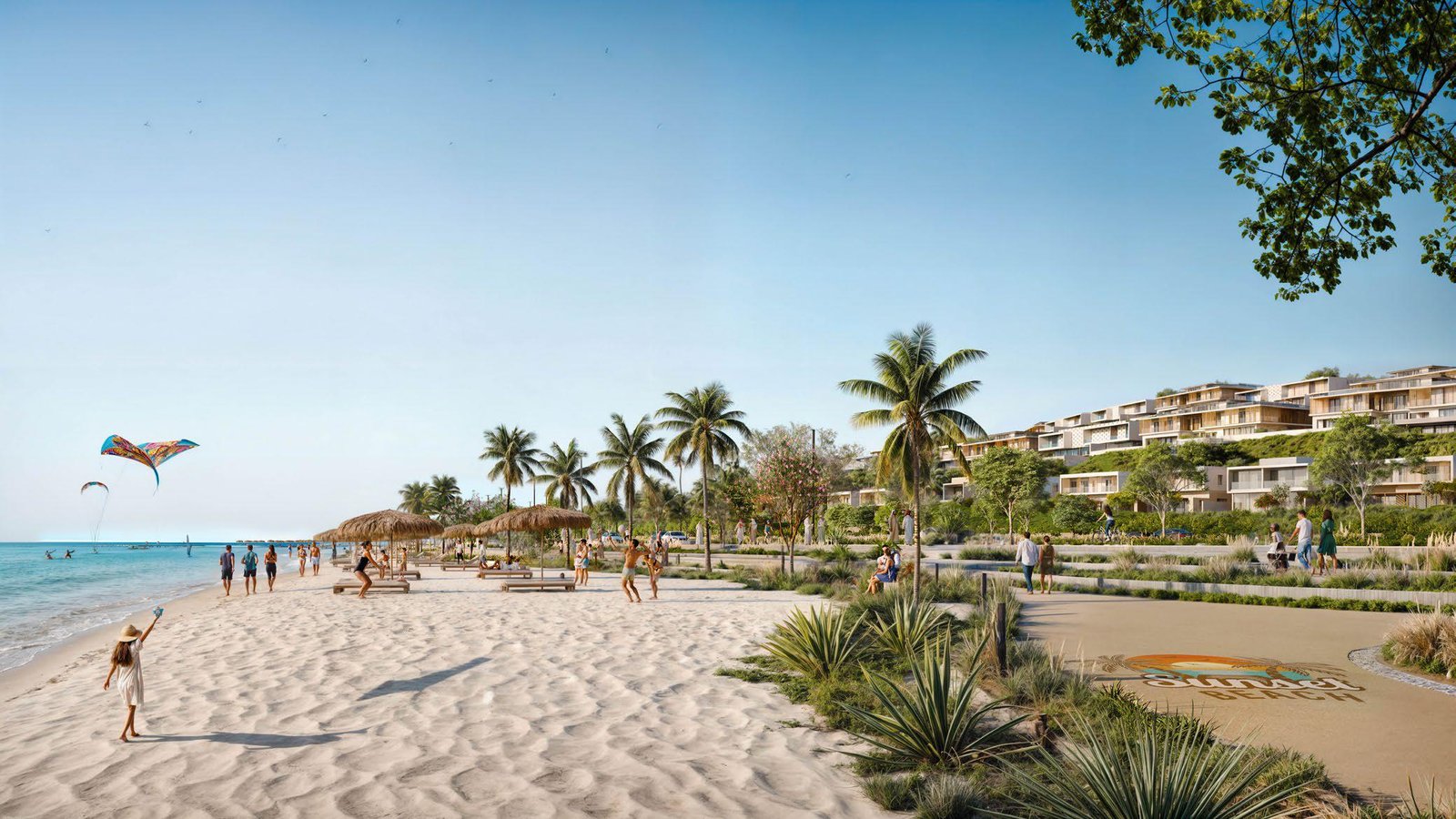 Scenic sunset view over Nawayef Village highlighting peaceful island living and luxury residences in Abu Dhabi